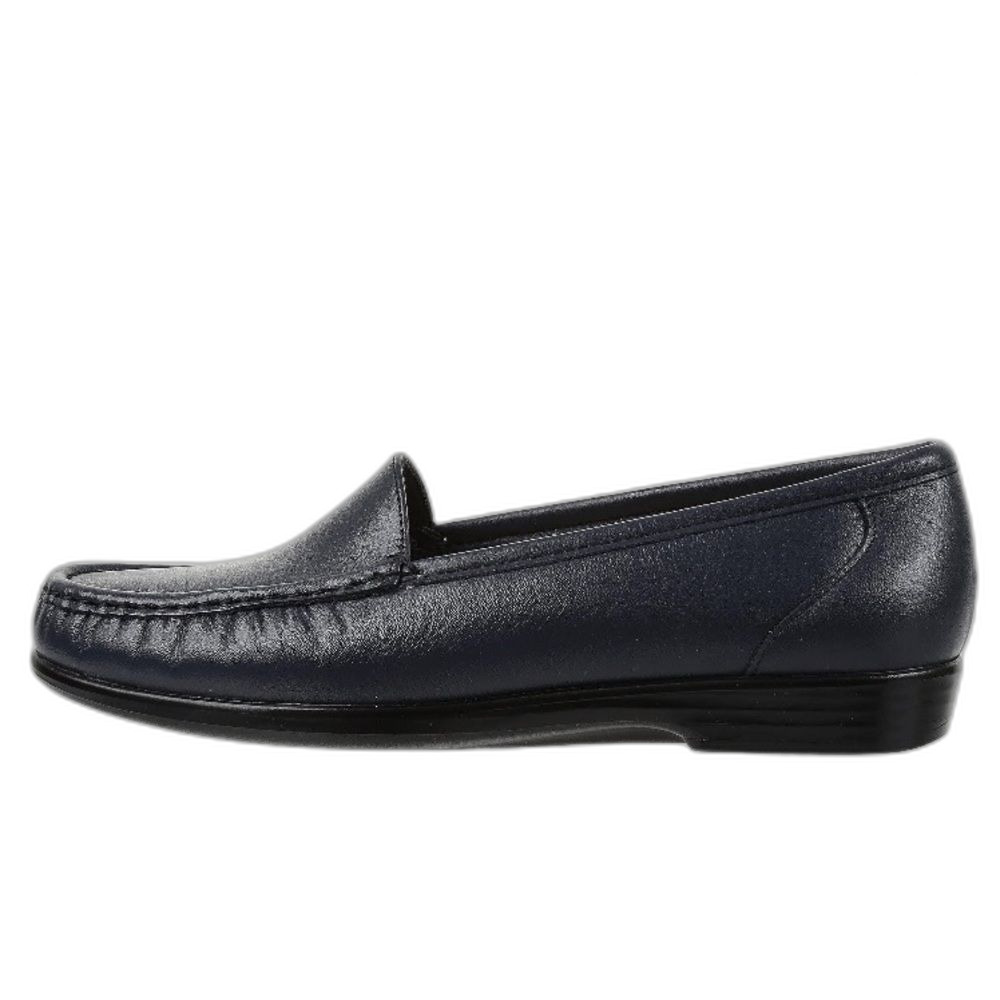 SAS Simplify Black Leather Comfort Slip-On Moccasin Loafer Size 8 Narrow